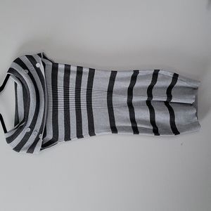 Grey striped knit bodycon sweater dress